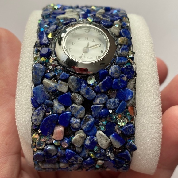Belt Watch Lapis Lazuli, Austrian Crystal 120 tcw natural gemstone - Picture 5 of 5